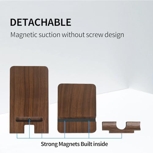 Versatile Solid Wood Phone Stand – Premium Desktop Holder for All Phone Types, Non-Slip Design with Sleek Black Finish, Ideal for Home & Office Use, Enhancing Productivity and Style