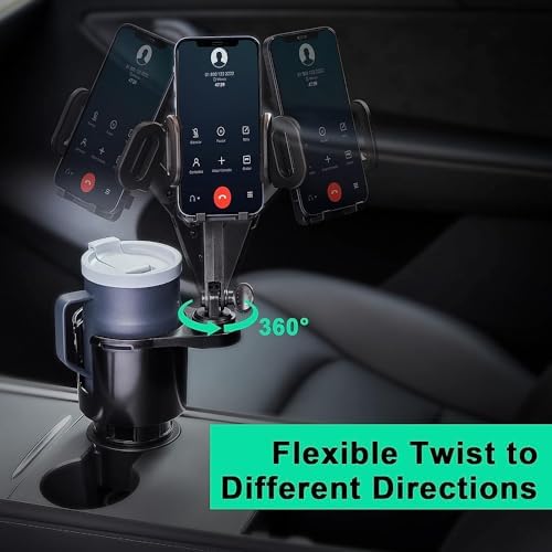 Revolutionize Your Driving with the This Hill Adjustable Car Cup Holder Expander and 360° Rotating Phone Mount – Universal Fit for All Smartphones, Including i Phones, for Ultimate Navigation and Connectivity Safety