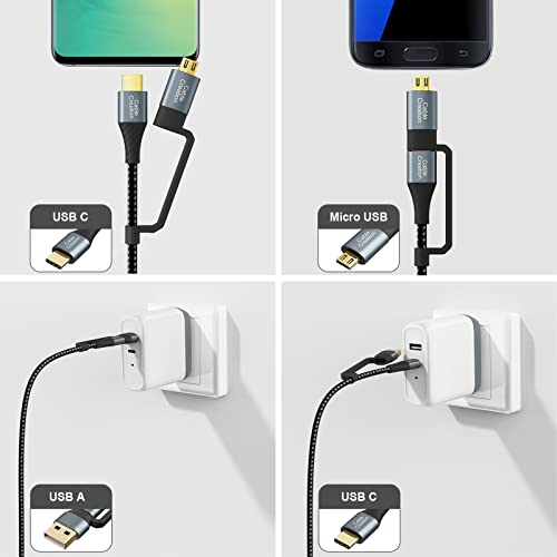 Ultimate 4-in-1 USB C Charger Cable – 6.6 FT Multi-Device Fast Charging & Data Transfer Cable with Power Delivery (PD) 3 A, Compatible with Mac Book Pro, i Pad, Galaxy S23/S23+/S22 & More – Enhanced Durability & Speed for On-the-Go Convenience