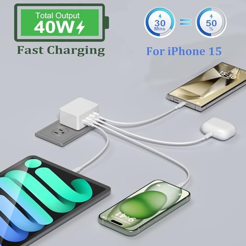 Costyle 40 W Dual USB-C & USB-A Charger Block 2-Pack – Ultra-Fast Compact Wall Adapter for i Phone 15/14/13/12/11 Pro, i Pad, Air Pods & Samsung Devices – Versatile QC+PD 3.0 Technology for Rapid Multi-Device Charging and Space-Saving Portability