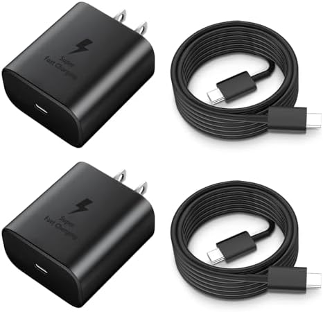 Super Fast 45 W USB-C Charger for Samsung Galaxy S24/S23/S22 Series – Includes 5.9 FT Cable 2 Pack for Enhanced Charging Speed & Compatibility – Portable Wall Charger with Safety Features for Optimal Device Performance