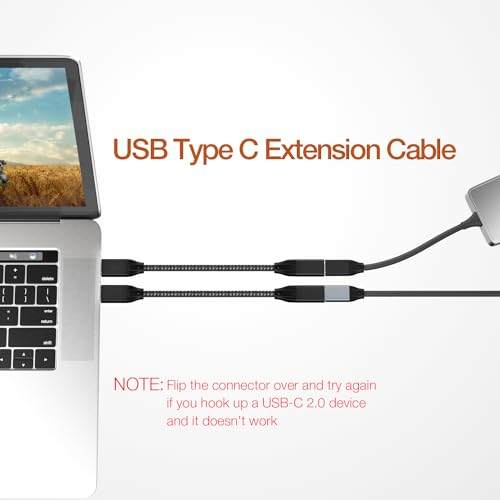 Upgrade Your Connectivity with Use Bean 2 FT USB C Extension Cable 2 Pack – Achieve 20 Gbps Data Transfer & 4 K Video Output for Mac Book Pro, i Pad Air, Dell XPS, Galaxy S25, i Phone 15 – Ideal Type-C Extender for Seamless Performance and Enhanced Compatibility