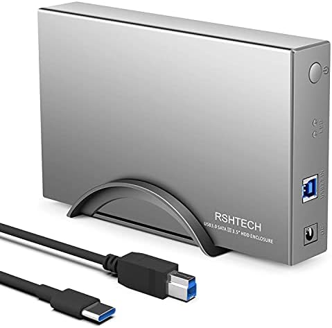 RSHTECH 3.5-Inch Aluminum USB 3.1 Gen 1 HDD Enclosure with Type C to SATA Connectivity – Ultra-Fast External Dock Case for 16 TB Drives, Perfect for SSD and HDD Data Management, Quick Setup & Enhanced Durability