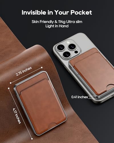 Ultra-Slim Kuulaa Mag Safe Wireless Power Bank 5000 m Ah – 20 W Fast Charging Portable Charger with Magnetic Wallet & Stand for i Phone 15/14/13/12 Pro Max – High-Performance USB-C Battery Pack for On-the-Go Convenience
