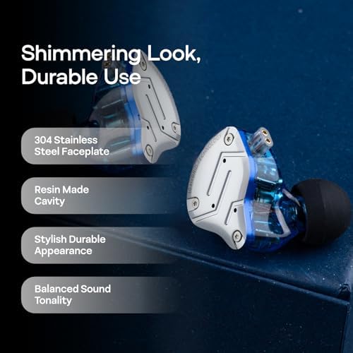 Linsoul KZ ZS10 Pro Hybrid IEM Earbuds – 4 BA + 1 DD High-Fidelity Wired In-Ear Monitors with Stainless Steel Faceplate and Detachable Cable, Ideal for Musicians and Gamers with Built-in Mic, Unmatched Sound Clarity and Versatile Compatibility