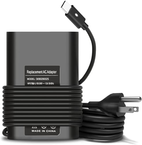 65 W USB-C Laptop Charger for Dell Latitude, XPS & Chromebook – High-Speed AC Adapter with Enhanced Compatibility and Versatile Output Options for Seamless Device Charging – Ideal Replacement Power Supply for Models 5320, 5420, 5520, 7400, 7490, and More – Includes 12-Month Warranty and 24/7 Support