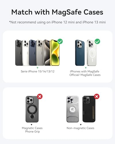 Ultra-Slim Kuulaa 10000 m Ah Mag Safe Power Bank – Fast Wireless Charger for i Phone 16/15/14/13/12 Series – Effortless Magnetic Alignment for On-the-Go Charging – High-Capacity Portable Battery Pack with LED Status Indicator