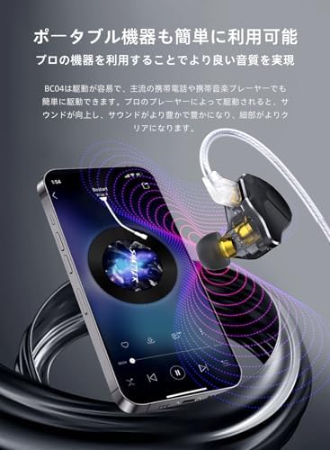 Kinboofi CCZ BC04 Premium High-Frequency IEM Wired Earbuds with Oxygen-Free Copper Cable – Ultimate Stereo Sound Experience for Musicians and Audiophiles – Ergonomically Designed for Comfort with In-Line Microphone for Effortless Control – Transform Your Listening Journey with Exquisite Clarity and Depth