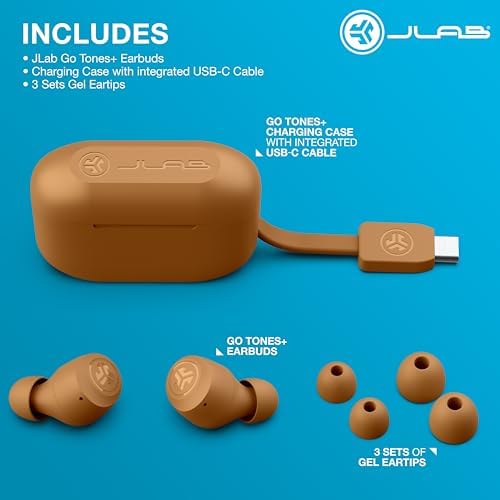 JLab Go Air Tones+ True Wireless Earbuds – Ultimate Bluetooth Audio Experience with 32+ Hours Playtime, Effortless Auto Pairing, Customizable EQ3 Sound Profiles, and Touch Control Functionality in Chic Earthtone Design – Ideal for Active Lifestyles and All-Day Wear Comfort