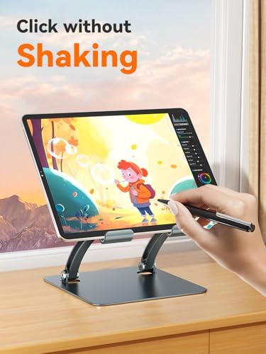 Tounee Aluminum Tablet Holder Stand – Dual Rod Adjustable Mount for Tablets, Kindles & Monitors (4.7″-16.5″) – Portable & Durable Desktop Accessory for Enhanced Viewing Comfort and Productivity