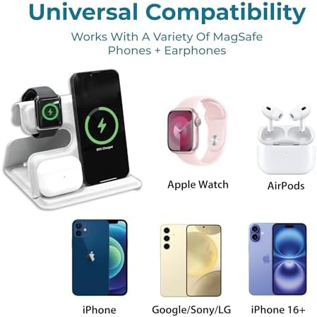 BLACK+DECKER 3-in-1 Wireless Charging Station for Apple Devices – Foldable Travel Charger Compatible with i Phone 16/15/14/13 Pro Max, Apple Watch, and Air Pods – Fast Charging, Enhanced Compatibility, Ideal for On-the-Go Users