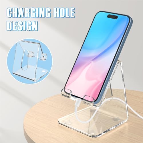 Tomorotec Adjustable Angle Acrylic Cell Phone Stand for Desk, Foldable Acrylic Phone Holder Cute for Office, Portable Non-Slip Desktop Smartphone Holder, Fit for iPhone Samsung Galaxy (Iridescent) – Enhanced Compatibility and Speed