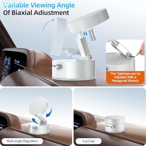 FONKEN Vacuum Suction Magnetic Phone Holder, Adjustable Vacuum Car Phone Holder Foldable Vacuum Magnetic Cell Phone Stand Suction Phone Mount for iPhone 16/15/14/13/12/Gym/Shower/Car/Mirror-White – Enhanced Compatibility and Speed
