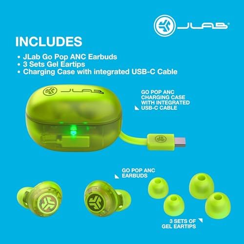 Unleash Unmatched Audio Quality with JLab Go Pop ANC True Wireless Earbuds – Advanced Active Noise Cancelling for Total Immersion, Versatile Dual Connect for Personalized Listening, High-Performance 10 mm Drivers Delivering Rich Sound, Customizable Profiles via JLab App, Ergonomic Design Ensuring All-Day Comfort, Effortless Google Fast Pair Connectivity – Transform Your Listening Journey with Innovative Features and Unrivaled Performance