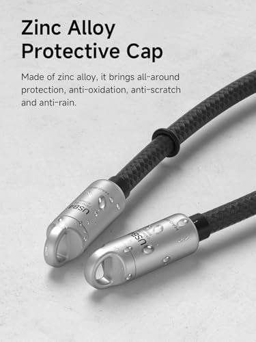 Hagibis 1 ft USB4 Cable with Lanyard – 80 Gbps High-Speed Data Transfer & 240 W Fast Charging for i Phone 16 Pro Max & i Pad Pro – Portable Grey USB C to Type-C Cable with 8 K@60 Hz Video Output – Ultimate Tech Accessibility and Performance