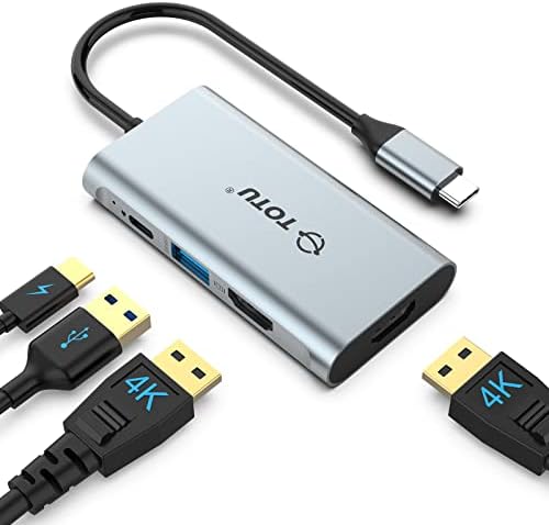TOTU 4-in-1 USB C Hub: Dual HDMI Adapter for Stunning 4 K Video | 100 W Power Delivery & USB 3.0 Data Transfer | Ideal Docking Station for Mac Book Air, Pro, Dell & Chromebook | Elevate Your Productivity with Enhanced Compatibility and Speed