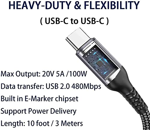 15 FT USB C to USB C Charging Cable – 100 W Fast Power Delivery for i Phone 15 Pro Max, Mac Book Air, i Pad Pro, Samsung Galaxy, One Plus, Google Pixel, PS5 & Xbox – Ultimate Durability and Enhanced Compatibility for Rapid Charging and Data Transfer