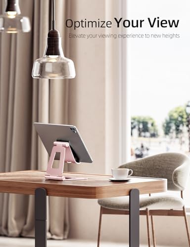 Nulaxy Aluminum Dual Foldable i Pad Stand – Versatile Adjustable Tablet Holder for Enhanced Workspace Comfort, Sleek Rose Gold Finish, Universal Compatibility with i Pad Pro/Air/Mini & i Phone Pro/Max/Plus, Portable and Durable Design for Effortless Mobility and Ergonomic Support
