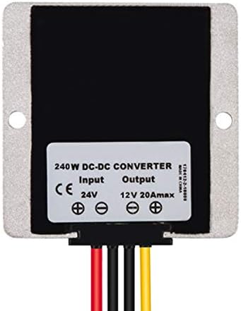 High-Efficiency Waterproof DC 24 V to 12 V Voltage Buck Converter – 20 A, 240 W Transformer for Automotive and Industrial Applications – Reliable Power Module with Enhanced Safety Features and Versatile Compatibility for Golf Carts and Forklifts