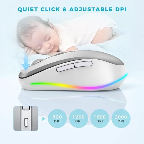 PEIOUS Rechargeable Wireless Mouse with LED – Innovative Jiggler Technology to Keep Your Computer Awake – Sleek Black Design for Optimal Comfort and Productivity