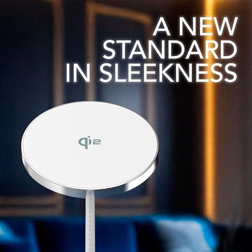 Magnetic Qi2 Certified Wireless Charger with 20 W Wall Adapter – 15 W Fast Charging Solution for i Phone 12-16, Featuring 5 ft Extra-Long Braided USB-C Cable for Enhanced Reliability and Portability