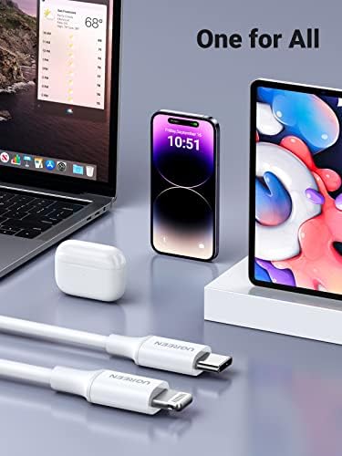 UGREEN 6 FT USB C to Lightning Cable – MFi Certified Fast Charging Cord for i Phone 14/13/12/11 & i Pad – Enhanced Durability & PD Power Delivery for Seamless Connectivity – Ideal for Mac Book & Air Pods Pro Users