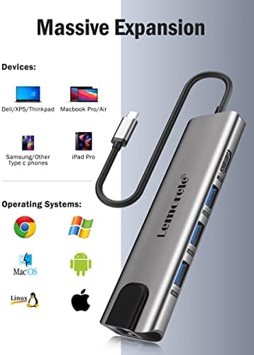 Enhance Your Workflow with Lemorele 9-in-1 USB C Hub Multiport Adapter – Gigabit Ethernet, 100 W PD Fast Charging, 4 K HDMI Output, 3 USB 2.0 Ports, 5 Gbps USB C Data Transfer, SD/TF Card Reader – Perfect Docking Station for Mac Book, Lenovo, HP & Dell Laptops