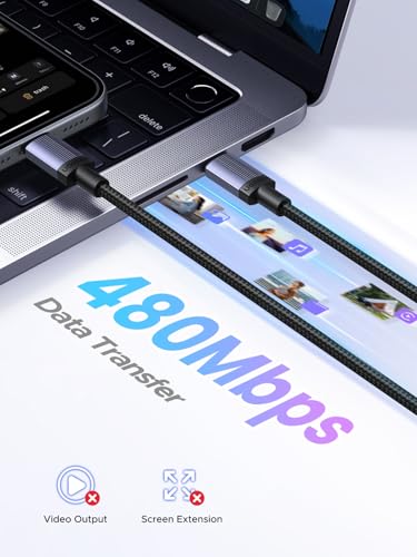 UGREEN 100 W USB-C Cable 2-Pack – High-Speed 6.6 FT Type C Charger for i Phone 16/15/14, Mac Book Pro/Air, Samsung Galaxy S25/S24/S23, i Pad Pro/Air, Google Pixel 9/8, Nintendo Switch, and Air Pods – Premium Braided Durability with 480 Mbps Data Transfer for Enhanced Device Compatibility