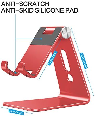 OMOTON Adjustable Cell Phone Stand, C2 Aluminum Desktop Phone Holder Dock Compatible with iPhone 15 14 13 Xs XR 8 Plus 7 6, Samsung Galaxy, Google Pixel, Android Phones – Enhanced Compatibility and Speed