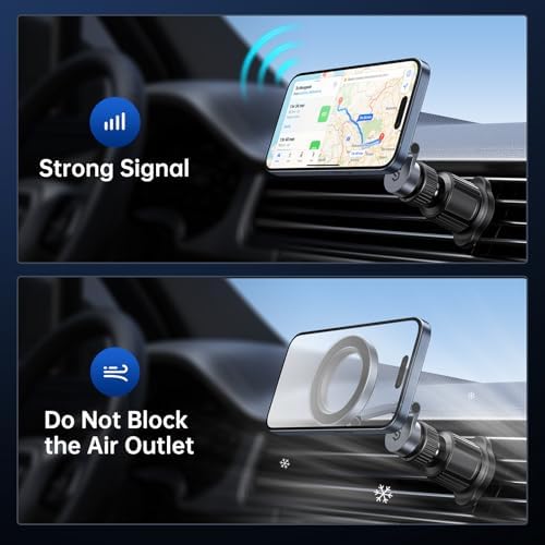 SYNCWIRE Mag Safe Car Mount Vent – Premium Magnetic Phone Holder for i Phone 12-16 | Adjustable 3 D Long Arm & Versatile Rotation | Secure Air Vent Phone Mount for Easy Navigation & Hands-Free Calls | Durable Design for All i Phone Models