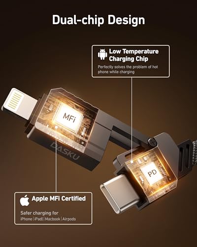 Effortless Charging Solutions: 6 ft USB-C to Lightning Cable 2 Pack – Ultimate 4-in-1 Versatility for i Phone and Samsung Devices, Rapid 60 W Power Delivery, Sturdy Design for Everyday Reliability and Enhanced Device Compatibility