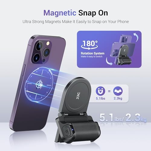 Transform Your Smartphone Photography with the JJC Magnetic Camera Grip Handle – Lightweight Ergonomic Phone Accessory with Wireless Shutter Remote & Tripod Compatibility for i Phone and Android Users, Stylish White Finish for Enhanced Control and Effortless Shooting