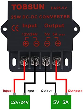 2-Pack 5 A DC-DC Power Converter Module – High-Efficiency Step-Down Regulator to 5 V from 12 V/24 V for Seamless Electronic Integration, 25 W Output for LED Strips and Microcontrollers