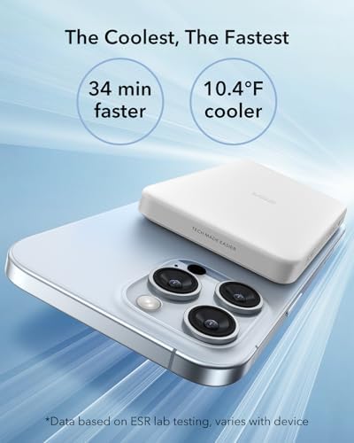 Ultra-Compact ESR Mag Safe Power Bank – 5,000 m Ah Fast Charging Battery Pack with Qi2 Certification – Slim 0.55 in Design for i Phone 16/15/14/13/12 – 15 W Wireless & 20 W USB-C Charger with Cable – Essential Travel Accessory for On-the-Go Power
