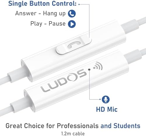 LUDOS OMNITONE USB-C Earbuds – Rich Sound Quality & Comfortable Fit for i Phone 16 & Samsung Galaxy S24 – Noise-Canceling Technology, Ergonomic Design, 5-Year Warranty – Turquoise – Perfect for Music, Gaming, and Calls with Quick USB-C Connectivity and Wide Device Compatibility