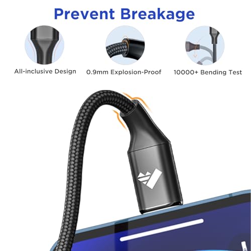 6 FT USB C to Lightning Charging Cable 2 Pack – MFi Certified Braided Fast Charger for i Phone 14/13/12 Series and i Pad – Durable, High-Speed Data Transfer and Enhanced Compatibility for All Apple Devices