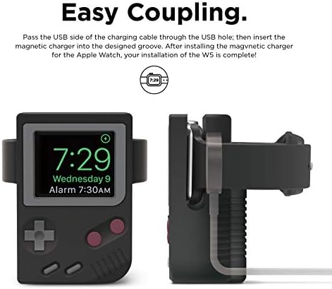 elago W5 Apple Watch Charging Stand – Premium Vintage Dock for i Watch Series 1-10 (38 mm to 46 mm) – Enhanced Stability and Seamless Notification Access for Smartwatch Users – Sleek Minimalist Design for Home and Office