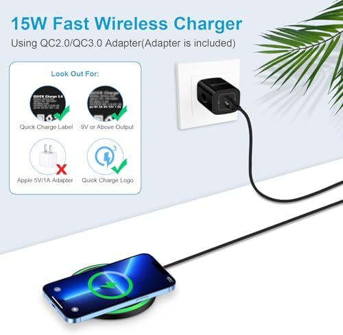 15 W Ultra-Fast Wireless Charging Pad with QC Adapter – Universal Charger Mat for Samsung Galaxy S25/S24/S23 Ultra & i Phone 16/15/14/13 Pro Max – Sleek Design, Enhanced Safety, and Rapid Power Delivery for Busy Lifestyles