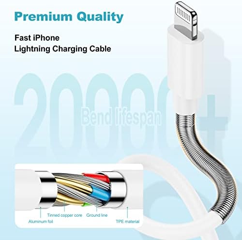 Premium 3-Pack Apple MFi Certified Lightning to USB Charging Cables – 3 ft Fast Charge Cords for i Phone 14 Pro Max, 13 Pro Max, 12 Mini, and More – Durable, High-Performance Design for Seamless Connectivity and Versatile Use at Home, Office, or On-the-Go