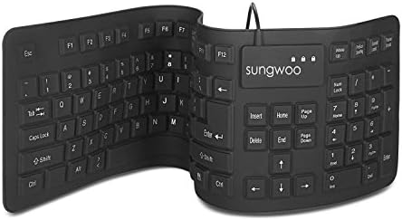 Sungwoo Portable Waterproof Rollup Silicone USB Keyboard – Full-Size Versatility for PC, Laptop & Notebook Users, Easy Storage & Seamless Compatibility, Ideal for On-the-Go Professionals and Students