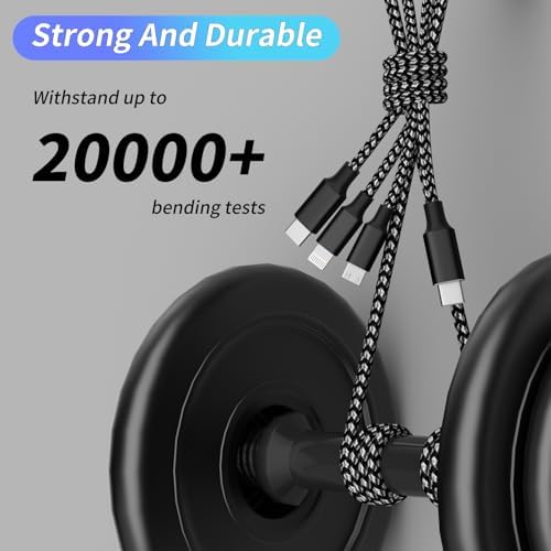 Versatile 4-in-1 Fast Charging Cable with E-Mark Chip – 65 W USB C Multi Charger for i Phone 16/15/14/13, i Pads, Android Devices & Tablets (4 FT) – Ultimate Solution for Quick Power Delivery and Enhanced Device Compatibility