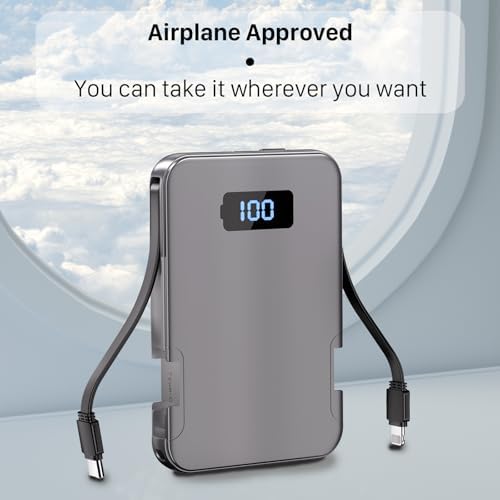 Ultra-Slim 5000 m Ah Portable Charger with Built-in Cables – Travel-Friendly Power Bank for i Phone & Android Devices – Lightweight, Efficient, and Universally Compatible External Battery Pack – High-Speed Charging with Multiple Safety Protections – Perfect for Daily Use and Emergency Power Needs – Ideal for Travelers and On-the-Go Charging Solutions