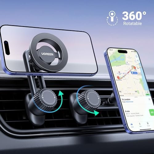 UGREEN Mag Safe Car Phone Holder – Effortless Hands-Free Navigation for i Phone 12-16 Series, Non-Blocking Air Vent Design, Strong Magnetic Grip, Easy Adhesive Installation, Sleek Aesthetic for Enhanced Safety and Convenience