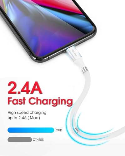 Revolutionary Magnetic Charging Cable 3 FT – Ultra-Fast MFi Certified Lightning Connection for i Phone & i Pad – Durable Nano Data Sync 2-Pack – Effortless Alignment for Seamless Charging at Home or On-the-Go – Compatible with All i Phone Models from 5 to 14 Pro Max – Protects Charging Ports from Wear and Tear