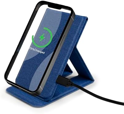 Innovative Foldable Wireless Charger & Phone Holder – 15 W Fast Charging Stand for i Phone 15/14/13/12 Pro/XS/8 Plus & Galaxy S23/S22/S21/Note 20 – Sleek Blue Design for Ultimate Portability and Style