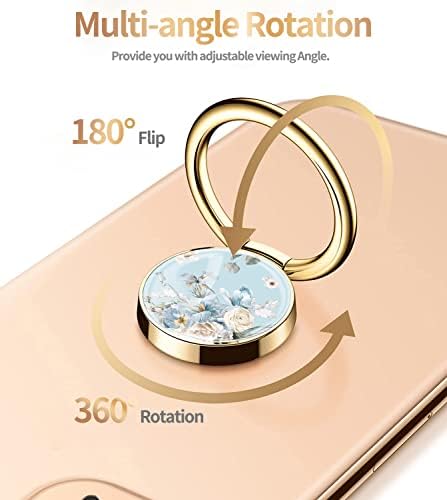 Blue Butterfly Marble Pattern Cell Phone Ring Stand – 360° Rotating Finger Holder for Secure Grip and Versatile Kickstand, Compatible with All Smartphones Including i Phone and Samsung Galaxy, Perfect for Magnetic Car Mounts