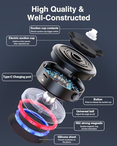 Revolutionary Electric Vacuum Suction Car Phone Holder – 360° Rotating Magnetic Mount for Ultimate Flexibility – Adjustable Stand for i Phone 12-16 Series – Unmatched Stability with Strong Suction for Safe Driving and Navigation – Hands-Free Convenience for Every Journey