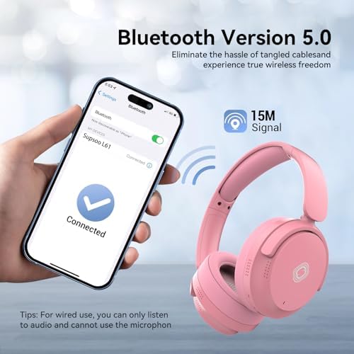 Experience Next-Level Audio with Stylish Pink Wireless Over-Ear Headphones – Premium Noise Cancellation, Hi-Fi Stereo Sound, and 30-Hour Playtime for Unmatched Comfort in Travel and Home Office Use, Featuring Immersive Deep Bass and Foldable Design for Effortless Portability and Extended Listening Pleasure