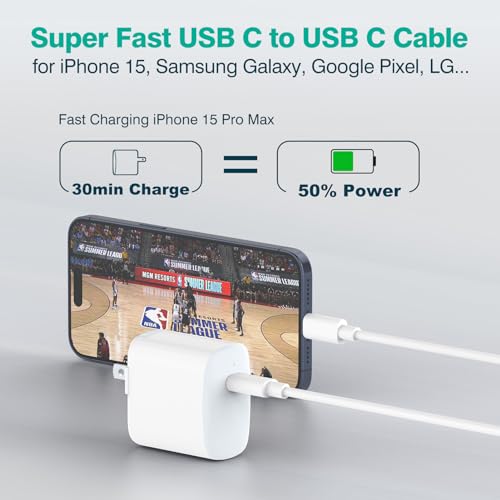 IFEART 10 ft USB C to USB C Charging Cable (2 Pack) – Fast Charging for i Pad Pro, Mac Book, i Phone 16/15 Pro Max, Pixel 7/6 Pro – Universal Compatibility & Durable Design for Home and Office Use