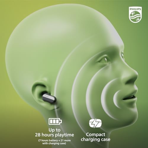 Philips Fidelio T1 True Wireless Earbuds – Audiophile-Grade Sound & Advanced Active Noise Cancelling Pro+ Technology, Bluetooth 5.2 for Seamless Connectivity, Ergonomic Design for All-Day Comfort, Long Battery Life with 25 Hours Playtime, Perfect for Music Lovers and Daily Use